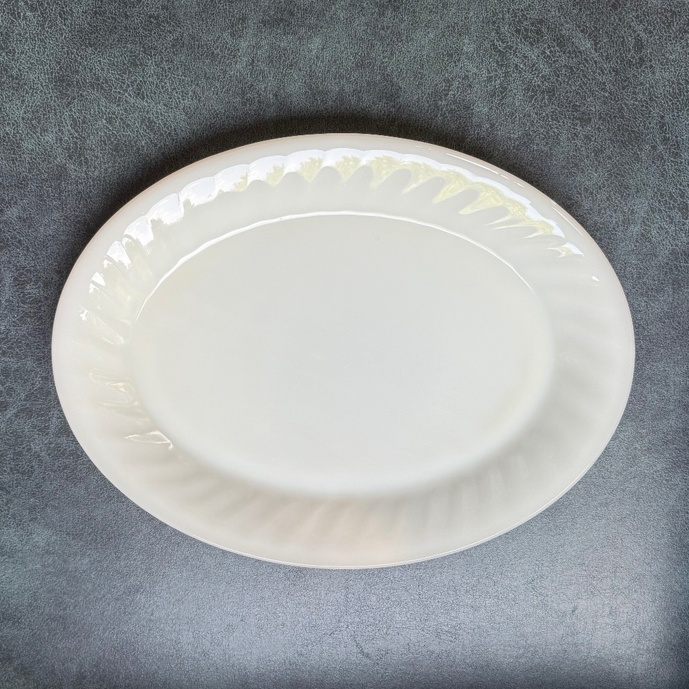 Fire King Oven Ware Swirl Azur Ite 12" Platter